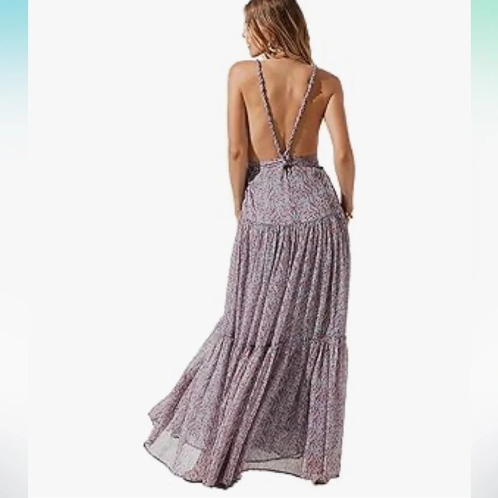 ASTR the Label Eartha Floral Maxi Dress in Blue & Pink Multi Ditsy. Size Medium - Picture 7 of 12